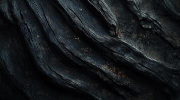 Intricate patterns of charcoal and organic matter, resembling a dark and textured landscape sculpted by time and transformation. photo