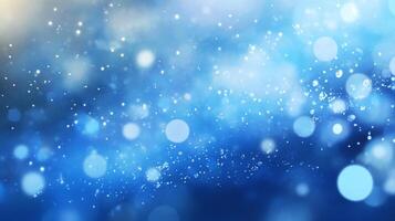 Abstract blue background with bokeh lights and sparkling particles. Dreamy aesthetic, creating a sense of magic and wonder. photo