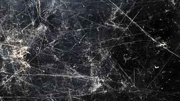 Abstract black surface texture, with scratches and scuffs. Ideal for backgrounds or overlay effects, suggesting age and wear. photo