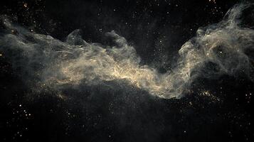 Abstract ethereal nebula with golden dust against dark background. Mystical and celestial. Evokes cosmic wonder and the beauty of space. photo