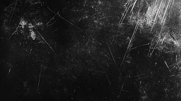An abstract representation featuring a stark black background crisscrossed with numerous white scratches, creating a weathered texture. photo