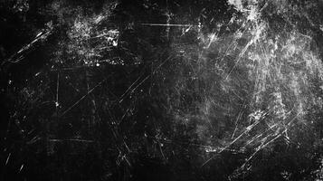 High-contrast image with a dark background and bright scratches, creating a distressed, grungy appearance. Ideal for textural overlays. photo