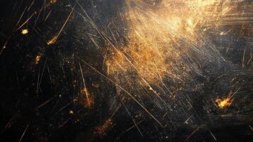 Abstract scratched texture surface with golden details for use as background or design element. Creates a unique visual experience. photo