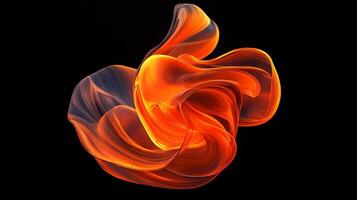 Abstract fiery design, vibrant colors dance in a fluid swirl against a stark black background. Captivating digital artwork. photo