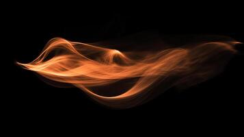 Ethereal orange waves flow and dance against a stark black canvas, a visual symphony of light, movement, and contrast, creating a stunning visual. photo