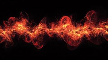 Fiery abstract pattern of swirling orange and red energy with a fiery glow against a black background creates a dynamic visual effect. photo