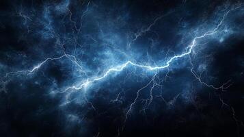 Striking electrical storm with jagged lightning illuminates the darkened sky. Nature's raw power on display. A visual spectacle of energy. photo