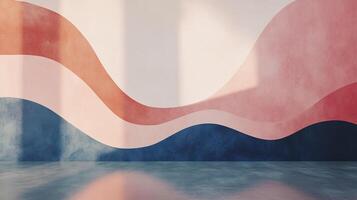 Dynamic flowing lines characterize a colorful wave design, bringing a sense of motion and creativity, suitable for artistic projects or modern wall decor. photo