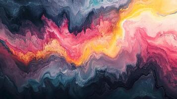 An energetic display of vibrant colors and swirling patterns, this abstract image embodies the fluid nature of human emotions through its dramatic composition and texture. photo