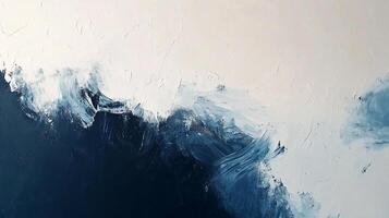 This artwork features striking contrasts of blue and white, evocative of waves and tranquility, creating a sense of calmness and serenity for the viewer's mind and space. photo