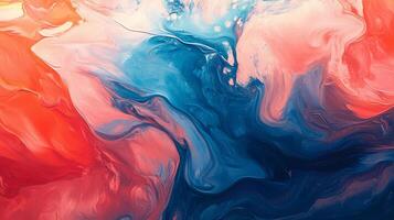 This eye-catching abstract artwork features bold red and blue tones, representing the complex emotions of conflict, passion, and serenity while enticing viewers' imaginations. photo
