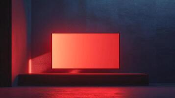 A captivating piece of red abstract art showcasing geometric shapes that create a dramatic contrast against a dark, textured background, evoking profound emotions. photo