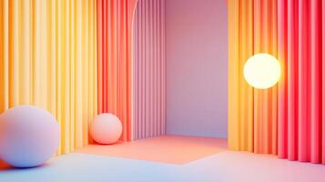 An engaging abstract composition featuring vibrant colors and curved forms, with a playful atmosphere that sparks creativity and joy in any viewer. photo
