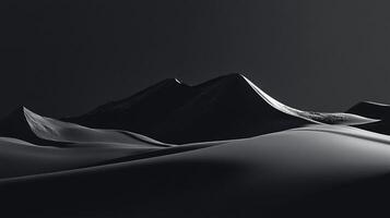 A striking monochrome depiction of a textured mountain range, emphasizing the stark beauty and dramatic shadows that evoke a sense of depth and contemplation. photo