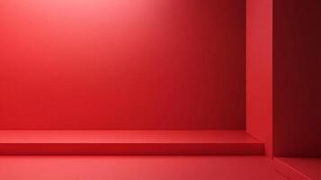 The bold red walls of this space create a dramatic atmosphere, evoking strong emotions and offering a striking backdrop for creative endeavors and artistic expression. photo