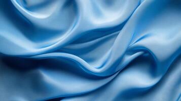This image captures the elegance of satin fabric in a soft sky blue color, showcasing delicate folds and curves that evoke a sense of luxury and sophistication. photo
