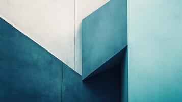 This image showcases a minimalist design with geometric shapes in soothing shades of blue and white, conveying a sense of calmness and modern style. photo