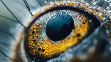 A stunning close-up of a beautifully intricate insect eye showcasing vibrant colors and intricate patterns that reflect nature's artistry and complexity. photo