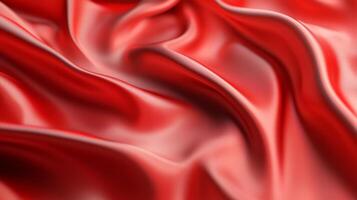 This mesmerizing image captures the elegance of red fabric gracefully draped on a surface, showcasing the smooth texture and soft folds that convey a sense of luxury and richness. photo