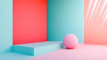 This image features a soft color palette with pastel geometric shapes, creating a warm and inviting atmosphere while inviting creativity and imagination. photo
