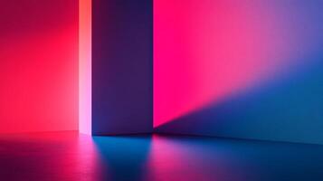 An abstract digital artwork showcasing vivid lights and shadows intersecting in a contemporary dimensional space, creating a captivating play of colors. photo