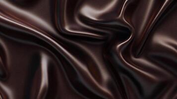 A luxurious, dark brown material is draped in elegant folds, creating depth and shadow. The surface is smooth and reflective to the eye. photo