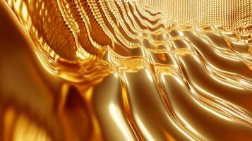Abstract golden waves texture background with delicate structure, warm highlights and reflections, elegant decorative backdrop. Artful and luxury. photo