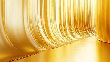 Golden shimmering fabric, a stunning display of light and color, creating a luxurious and elegant backdrop. Sophisticated and radiant design. photo