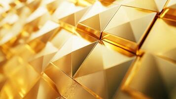 Gleaming gold pyramids create a textured abstract design, catching the light for a visually striking and geometric pattern. photo