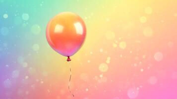 Vibrant balloon floating against a pastel bokeh background, celebrating joy and adding a pop of color to any event or whimsical project. photo