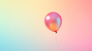 Vibrant red balloon floating gently in a gradient space, a symbol of celebration and joy. Perfect for adding a touch of color to any project. photo