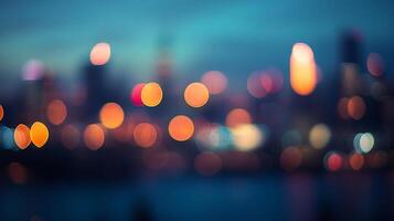 A mesmerizing blur of city lights at twilight, creating a captivating urban bokeh effect with a dreamy, abstract quality. photo