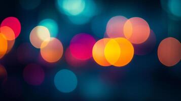 Abstract background featuring multicolored bokeh lights creating a dreamy and festive atmosphere, perfect for adding visual interest. photo