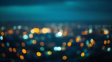 Night lights paint a blurred cityscape canvas. A symphony of bokeh dances against the darkness, creating abstract and moody visuals. photo