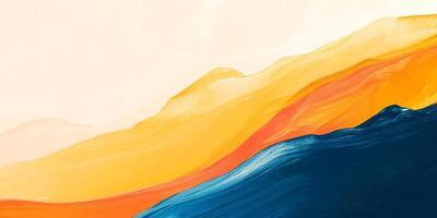 Abstract brushstrokes create a calming landscape. A layered mountain range evokes a sense of peace and tranquility. Scenic view. photo