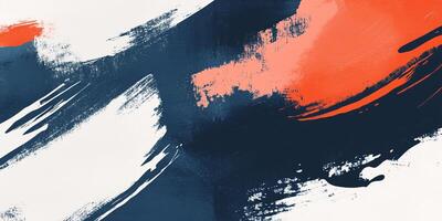 Abstract art featuring brush strokes in white, blue, and orange, creating a modern and dynamic composition that's visually captivating. photo