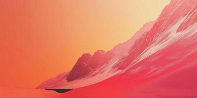 Abstract landscape featuring mountain ranges under an orange sky. Minimalist and dramatic, with a focus on color and texture gradients. photo