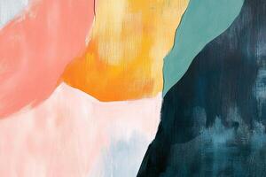 Abstract acrylic painting featuring bold strokes and vibrant colors creating a modern and artistic display on a textured canvas. photo