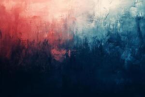 Abstract painted canvas with a blend of reds, whites, and blues, creating a textured gradient, artistic, and visually stimulating background. photo