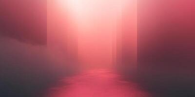 A light tunnel view with a strong foggy effect and red and pink color tones provides an otherworldly and surreal appearance to the scene. photo