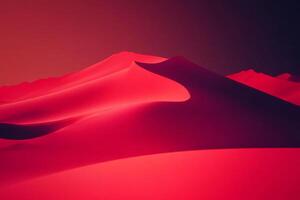 Abstract surreal desert landscape with red sand dunes. A sense of isolation and exploration under a vibrant and intense sky. photo