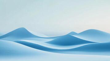 Tranquil blue dunes stretch across a serene landscape, a soothing visual experience. The rhythmic waves create a sense of peace and calm. photo