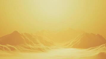 Golden landscape with rolling hills and distant mountains. Calm and serene scene with warm tones, creating an ethereal, dreamlike quality. photo