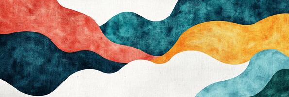 Abstract flowing shapes artwork on textured canvas, featuring dynamic colors and organic, wave-like forms in flowing composition. photo