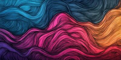 Abstract vibrant flowing lines with color gradients. Evokes a sense of movement and artistry in its graceful, intertwined patterns. photo