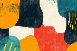 Modern abstract art featuring a vibrant color palette, and organic shapes, creating a visually engaging and dynamic composition. photo