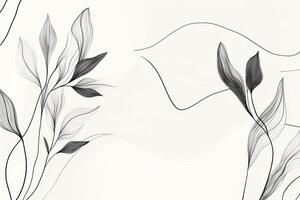 Elegant floral line art on a cream background. Featuring minimalist botanical motifs, the illustration has a natural and modern feel. photo