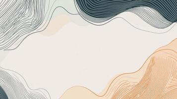 Abstract background with curved, flowing lines and pastel colors creating a calming and modern design. Gentle waves on a neutral canvas. photo