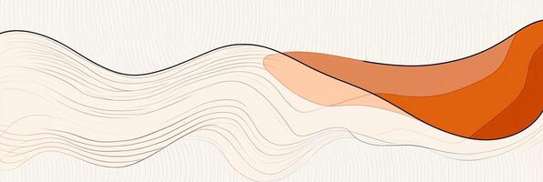 Abstract flowing line art in orange, white and gray, creating a dynamic and minimalist modern design, suggesting movement and connectivity. photo