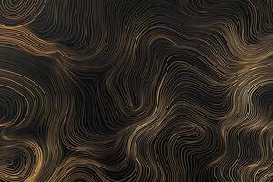 Striking abstract image features flowing, contoured lines in gold on a dark backdrop, creating a sophisticated and visually dynamic design. photo